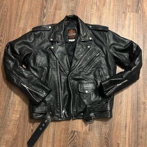 Men's Black Leather Bomber Jacket
